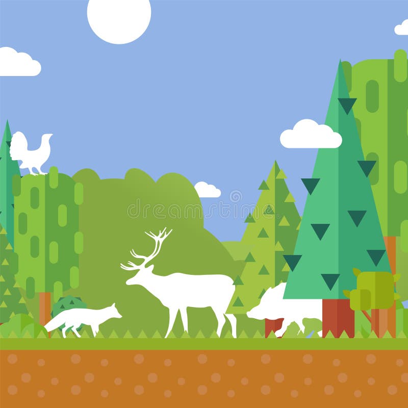 Nature Forest Animal Silhouettes, Environment Protection Concept ...