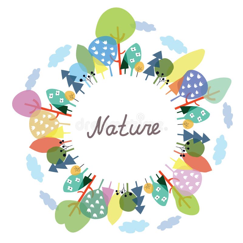 Nature frame with trees and plants vector illustration