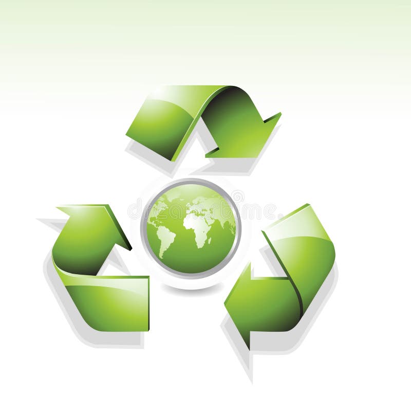 Nature green globe with recycle arrow symbol stock illustration
