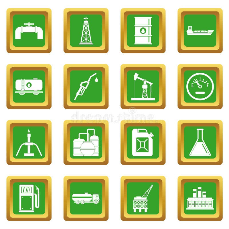Nature items icons set green stock illustration Nature items icons set green stock illustration