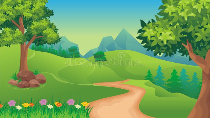 Nature landscape, cartoon game background vector illustration Nature landscape, cartoon game background vector illustration