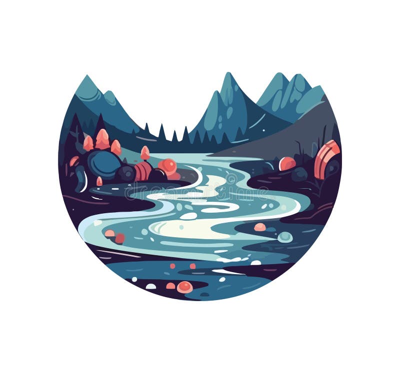 Nature Landscape river and mountains vector illustration