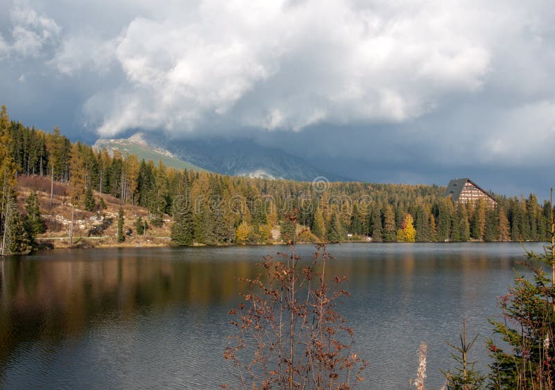 Nature Mountain Scene With Beautiful Lake In Slovakia Tatra Strbske