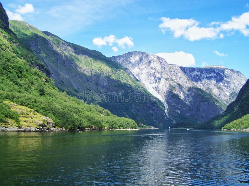 Nature Norway summer. Water, forest fjord on a Sunny day royalty free stock image Nature Norway summer. Water, forest fjord on a Sunny day royalty free stock image
