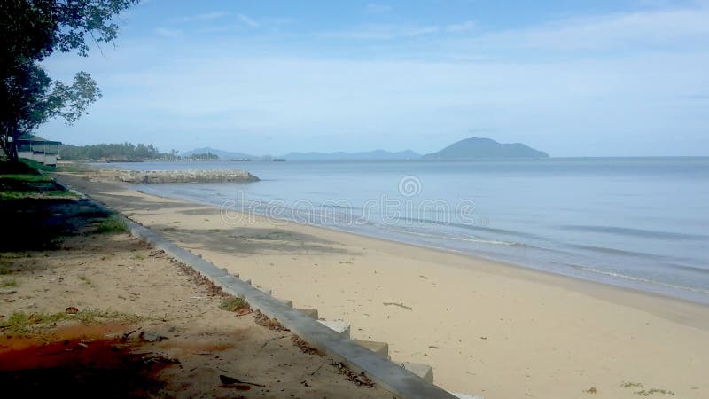 Nature photos on the long sand beach in the city of Singkawang, West Kalimantan