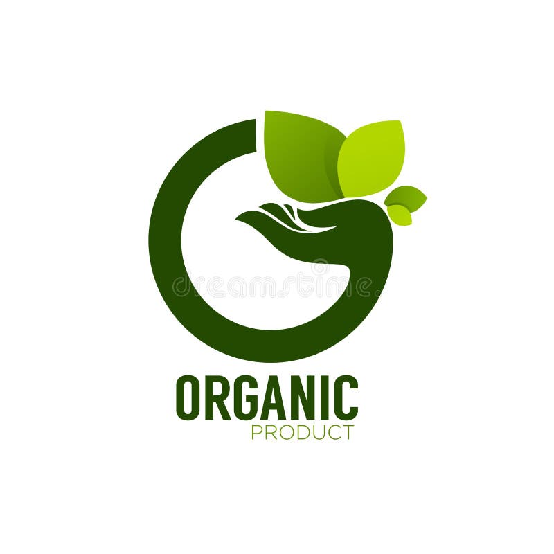 Nature Product Logo, ecological symbol and sign, human hand and
