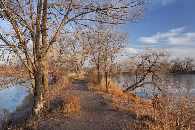 Nature trail across lake area