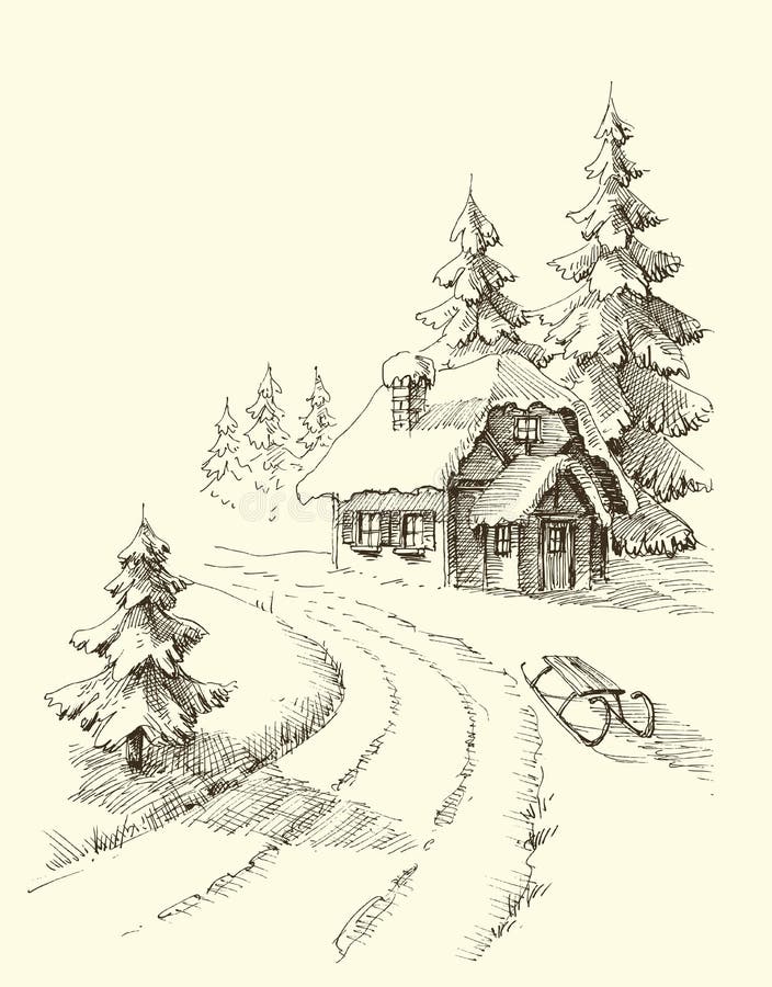 How to draw scenery of Winter Season-saigonsouth.com.vn
