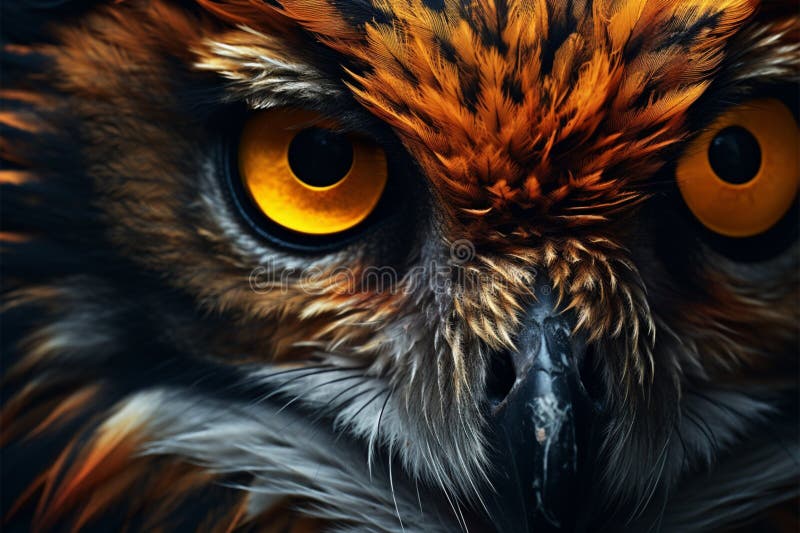 Natura se uită la bufnițe negre închise cu ochii închiși vector illustration