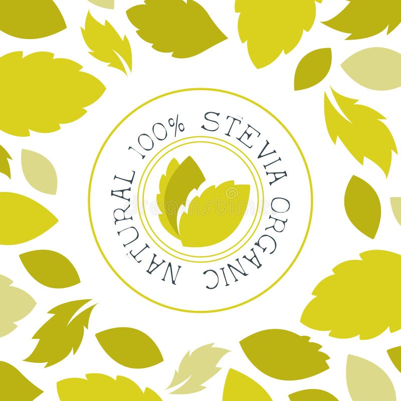 Naturlig ekologisk stevia-banderoll med etikett- eller brännvektorillustration royaltyfri illustrationer