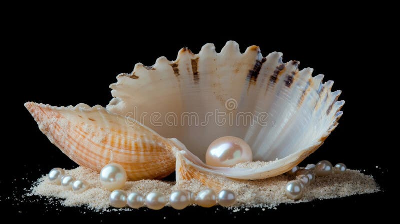 Naturpärlor som upptäcks vid havets strand är ett naturens underverk som bäst fångas upp genom solnedfotografering i en royaltyfri bild