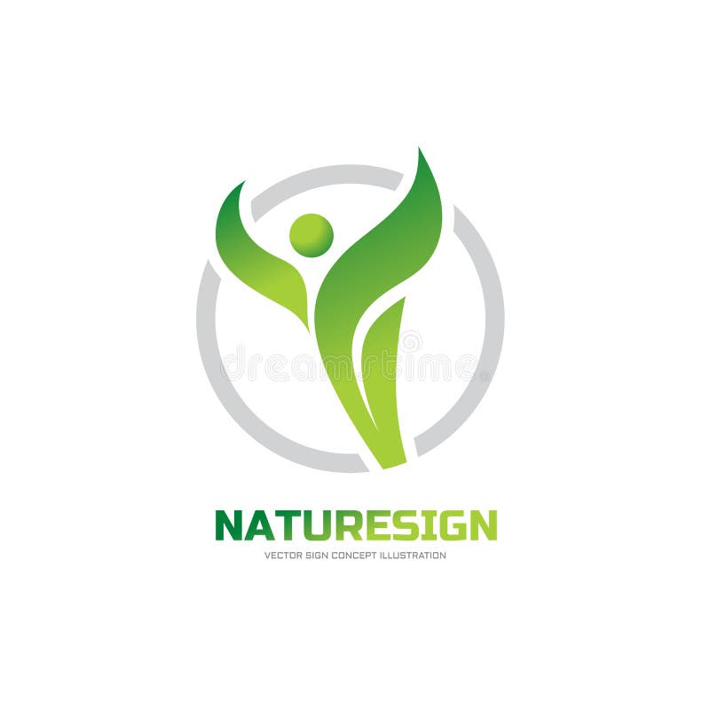 Naturtecken - illustration för vektorlogobegrepp Abstrakta mänskliga tecken- och gräsplansidor Vård- symbol royaltyfri illustrationer Naturtecken - illustration för vektorlogobegrepp Abstrakta mänskliga tecken- och gräsplansidor Vård- symbol royaltyfri illustrationer