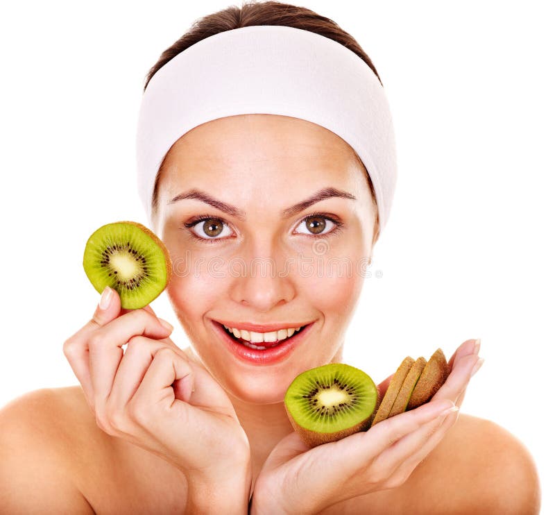 Natürliche selbst gemachte Fruchtgesichtsbehandlungschablonen. stockbild
