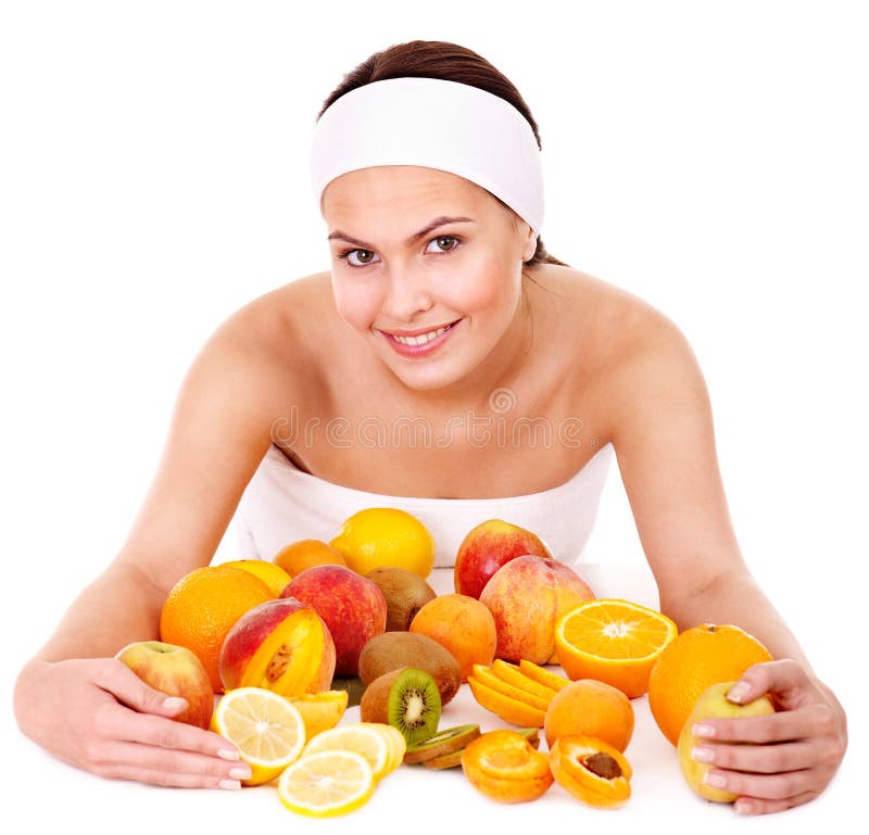 Natürliche selbst gemachte Fruchtgesichtsbehandlungschablonen. stockfoto