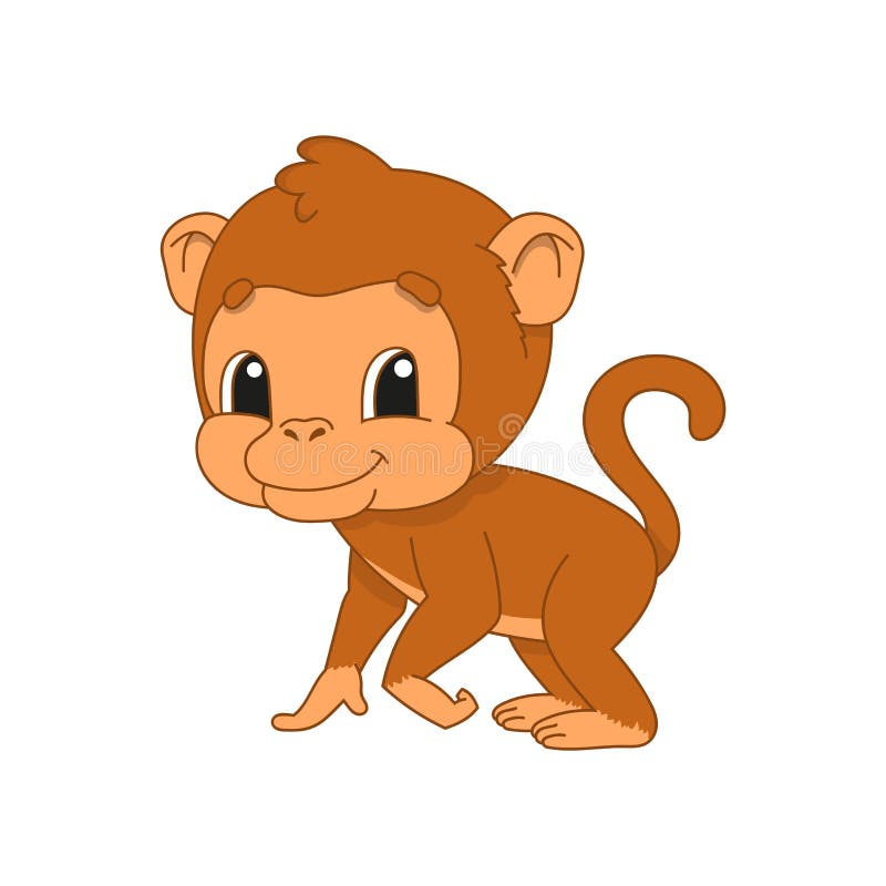 Naughty Monkey. Cute Character. Colorful Illustration. Cartoon Style.  Isolated on White Background. Design Element Stock Illustration -  Illustration of happy, funny: 154011636