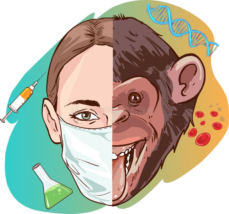 Nauki małpy i kobiety wektoru ilustracja royalty ilustracja