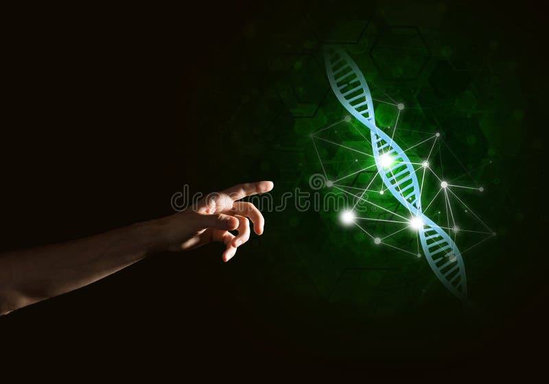 Nauki technologii i medycyny pojęcia jako DNA molekuła na ciemnym tle z podłączeniowymi liniami zdjęcie stock Nauki technologii i medycyny pojęcia jako DNA molekuła na ciemnym tle z podłączeniowymi liniami zdjęcie stock