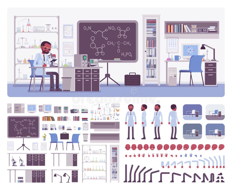 Naukowiec płci męskiej w laboratorium royalty ilustracja