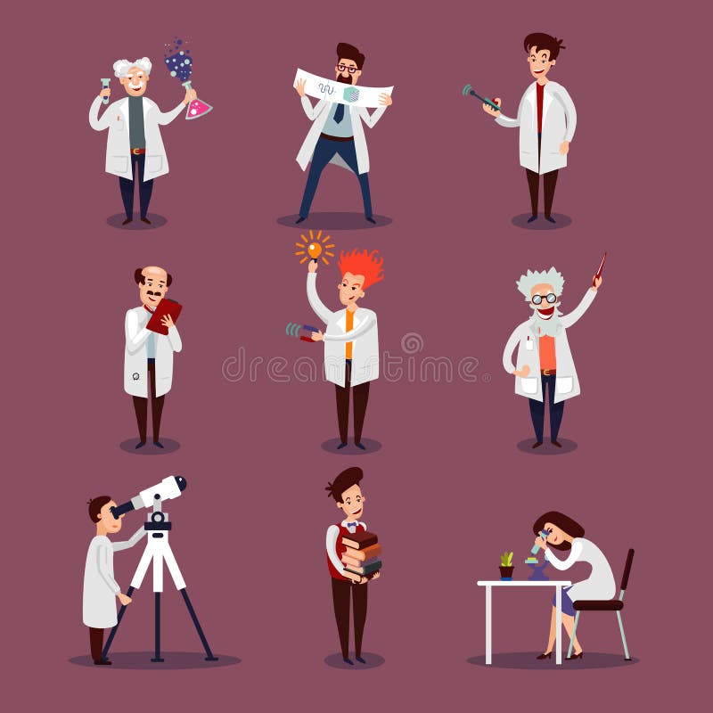 Naukowów charaktery Ustawiający ilustracja wektor Naukowów charaktery Ustawiający ilustracja wektor