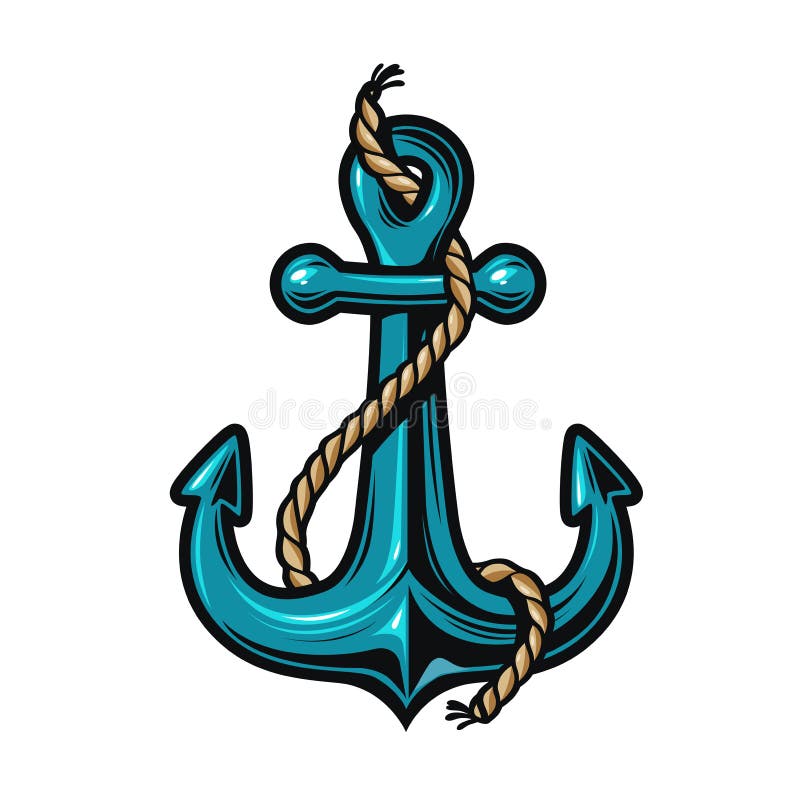 Old Two Anchor with Rope on White Background Stock Vector ...