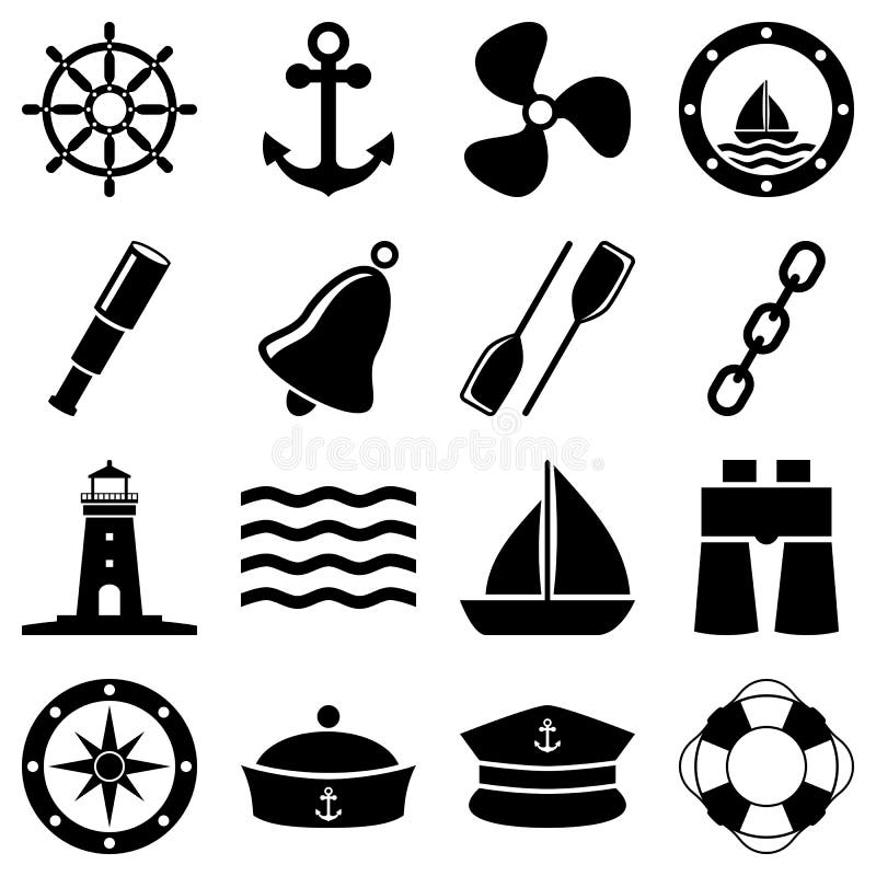 Set Of Marine Sea Icons And Nautical Decorations Isolated. Collection Of  Marine Sea Icons Elements Company Logos, Business Identity Vector  Illustration. Marine Sea Icons Ocean Anchor Travel Symbol. Royalty Free  SVG, Cliparts