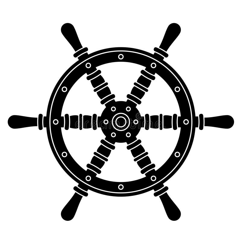 Nautical Boat Steering Wheel Silhouette Stock Vector Illustration of