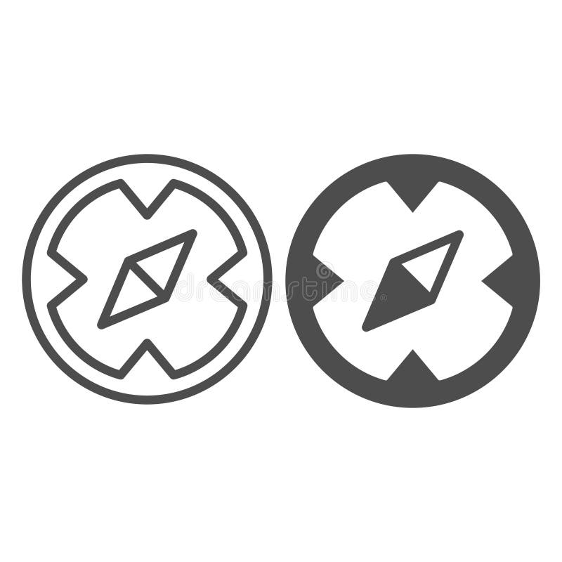 Nautical compass line and solid icon, marine navigation concept. Vector graphics. Compass tool, wayfinding sign on white royalty free illustration
