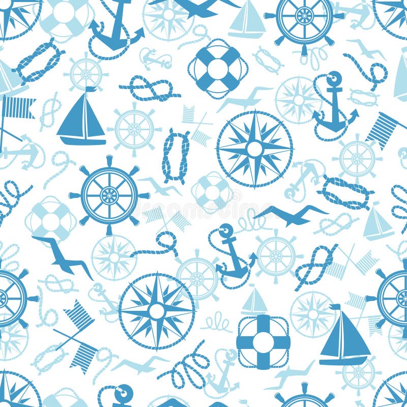 Seamless Tileable Nautical Themed Vector Background or Wallpaper Stock ...