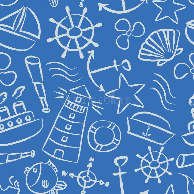 Nautical Sketch Background for Design Stock Illustration - Illustration ...