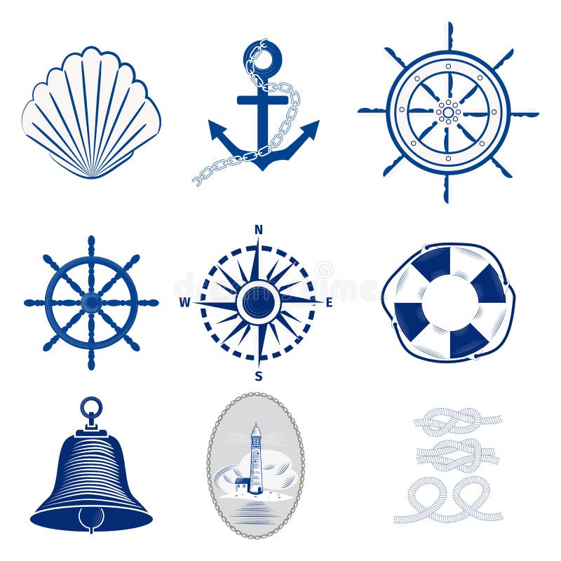 Nautical templates set marine labels sea badges anchor design emblems graphics vector illustration. stock illustration Nautical templates set marine labels sea badges anchor design emblems graphics vector illustration. stock illustration