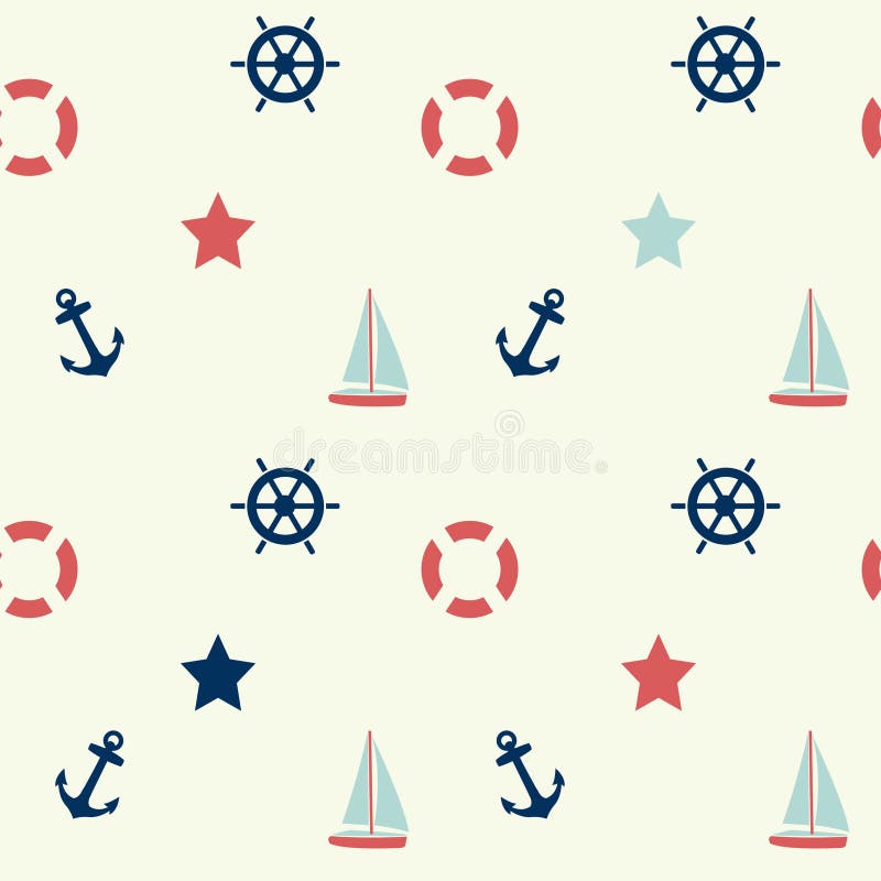 Nautical Theme Seamless Background Stock Vector - Illustration of design,  shape: 151502241