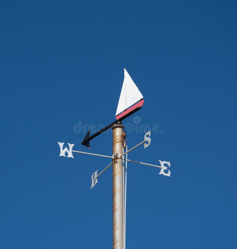 Nautical Themed Weather Vane Against Clear Blue Sky