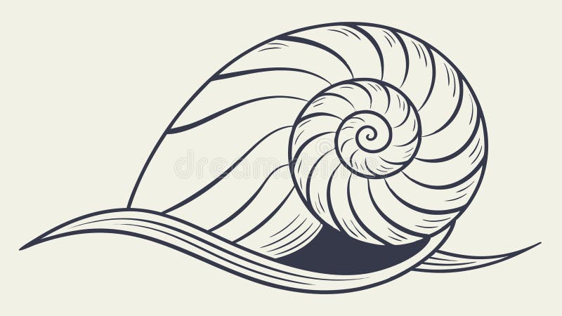 Nautilus Shell on Abstract Wave Marine Art Vector, vector design Generative AI vector illustration