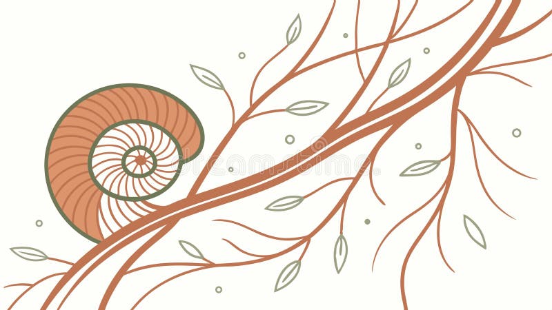 Nautilus Shell on Branch, Natural Harmony Vector, vector design Generative AI stock illustration
