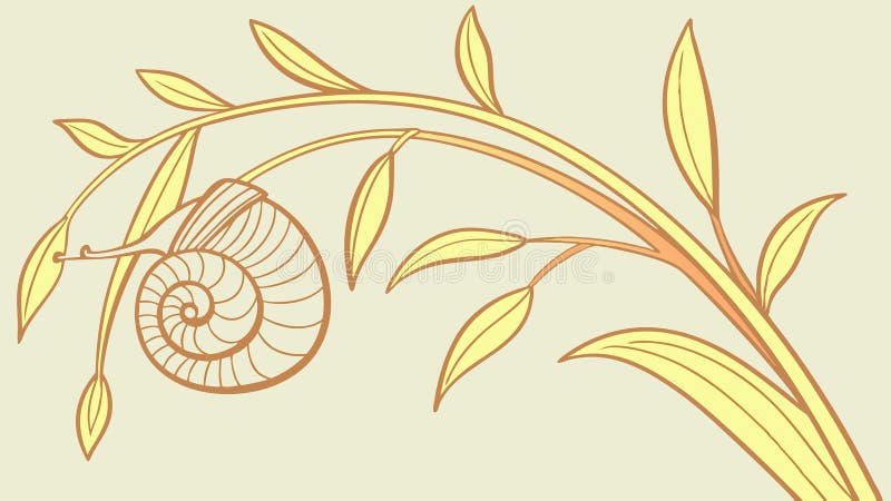 Nautilus shell on branch. Organic spiral growth, vector design Generative AI vector illustration