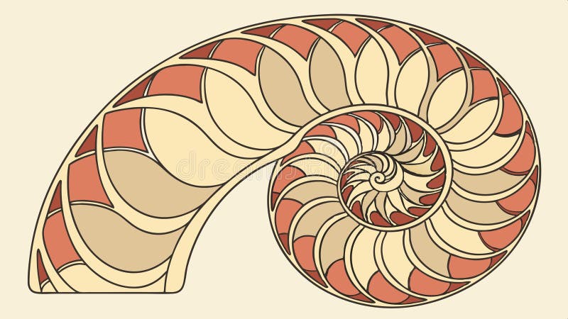 Nautilus shell cross,section Fibonacci sequence design vector design Generative AI royalty free illustration