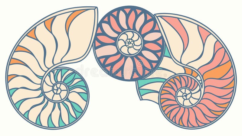 Nautilus Shell Cross Section Vector Illustration, vector design Generative AI royalty free illustration
