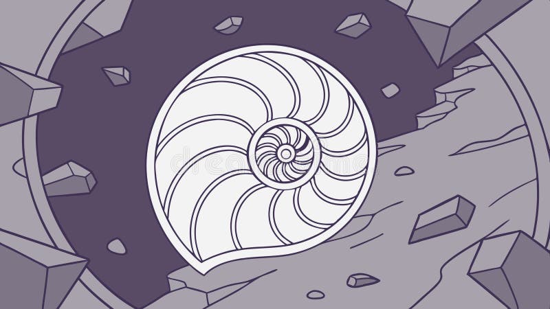 Nautilus Shell on Dry, Cracked Desert Ground, vector design Generative AI stock illustration