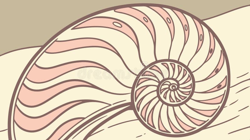 Nautilus shell, Fibonacci sequence and nature vector design Generative AI stock illustration