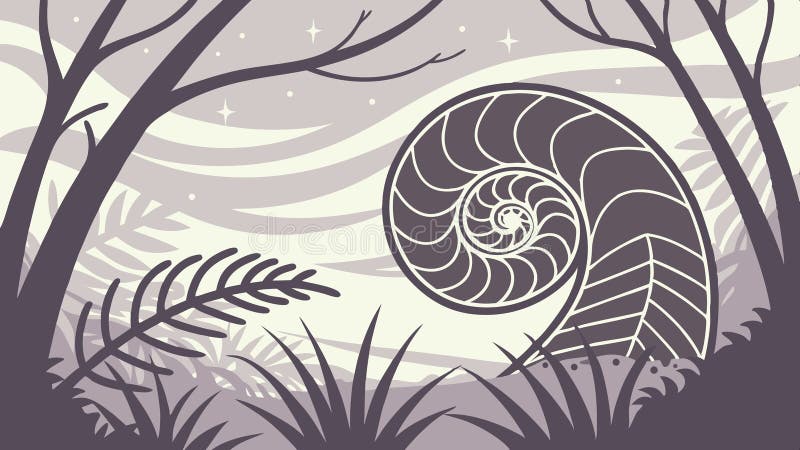 Nautilus Shell in Forest, Natural Discovery, vector design Generative AI vector illustration