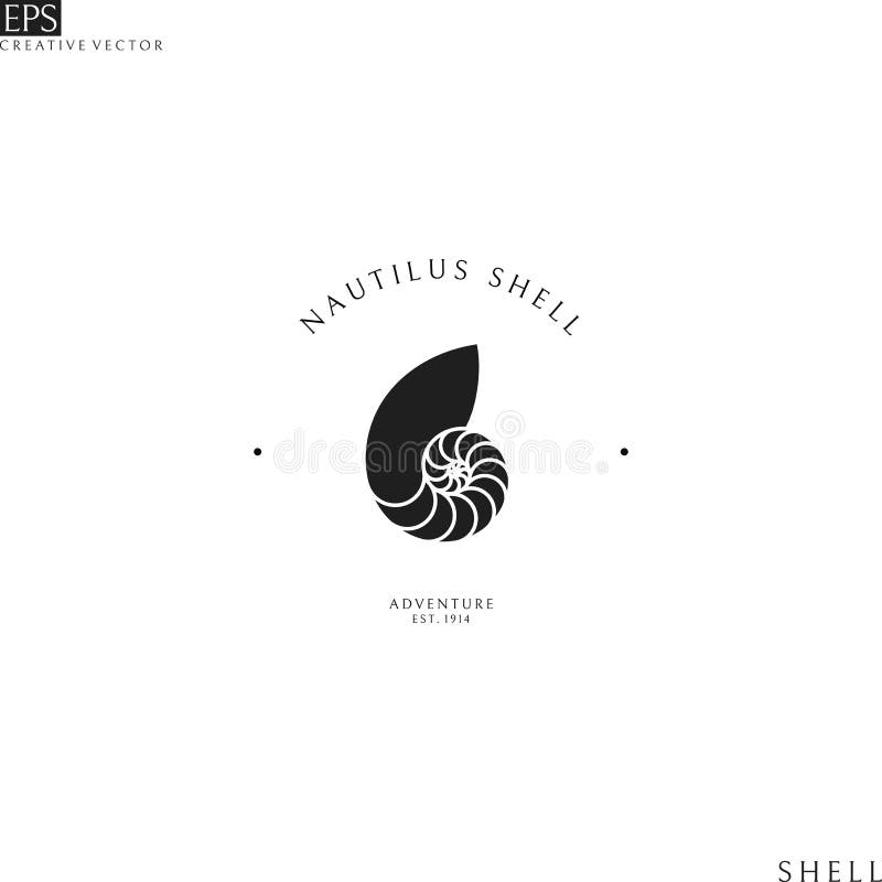 Nautilus shell. Isolated logo stock illustration