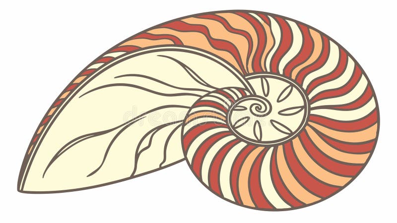 Nautilus Shell Marine Life Geometric Pattern, vector design Generative AI vector illustration