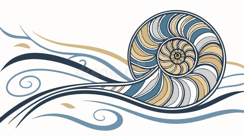 Nautilus shell in ocean waves illustration, vector design Generative AI vector illustration