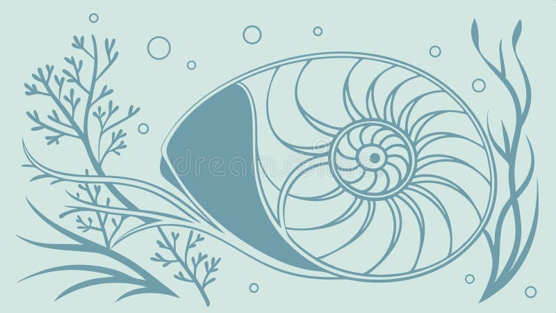 Nautilus shell outline, ocean nature vector design Generative AI vector illustration