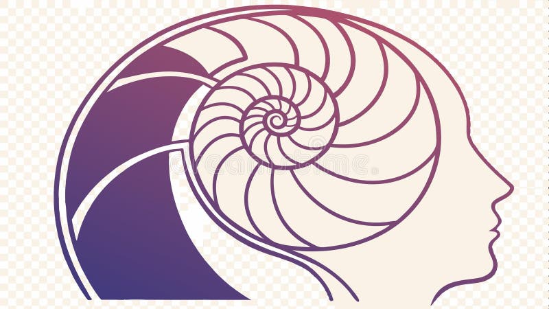 Nautilus shell profile, golden ratio vector design Generative AI vector illustration