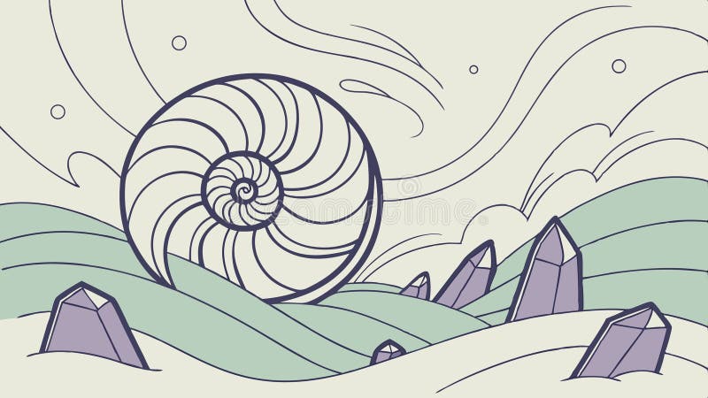 Nautilus Shell in Shallow Water with River Pebbles, vector design Generative AI vector illustration