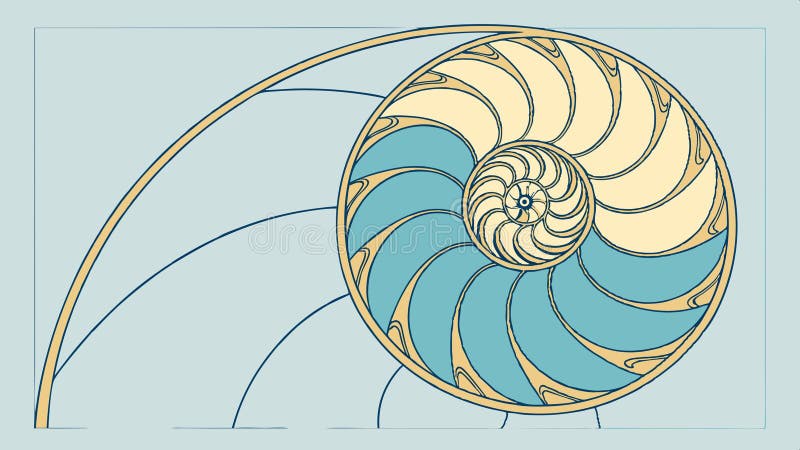 Nautilus shell spiral design. Natural geometry vector design Generative AI stock illustration