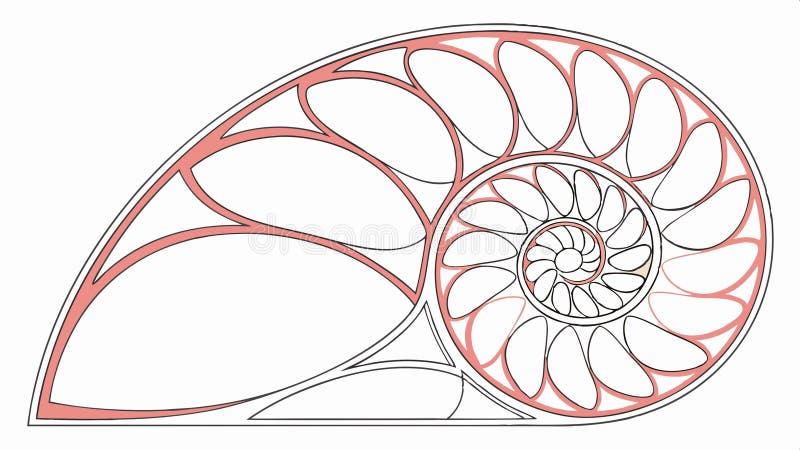 Nautilus shell spiral, Fibonacci sequence pattern vector design Generative AI royalty free illustration
