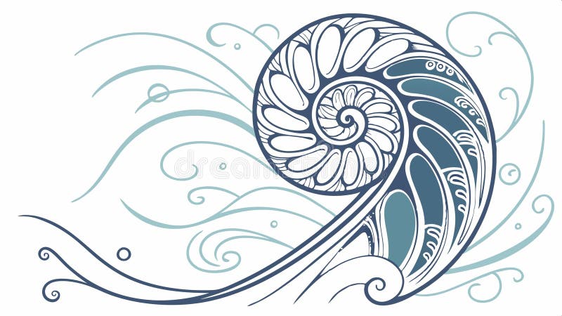 Nautilus shell spiral, golden ratio vector design Generative AI royalty free illustration