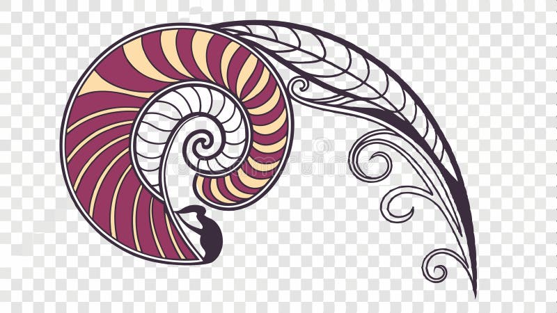 Nautilus shell spiral, natural geometry pattern vector design Generative AI royalty free illustration